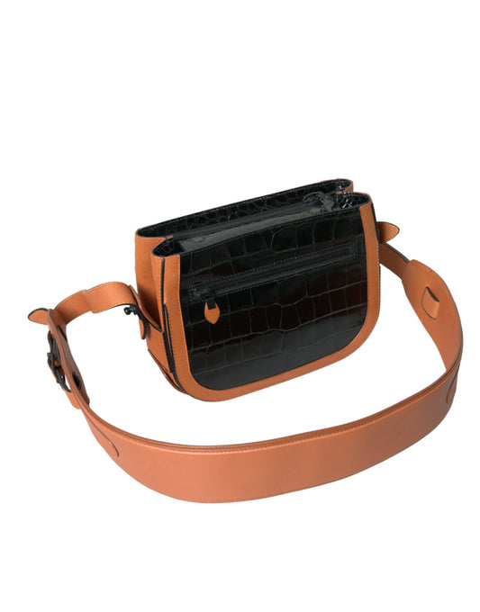 Balenciaga Black Brown Exotic Skin Leather Shoulder Camera Purse Bag - YSONA