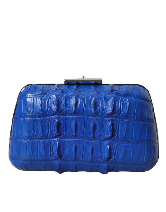 Balenciaga Blue Exotic Skin Leather Shoulder Crossbody Box Clutch Bag - YSONA