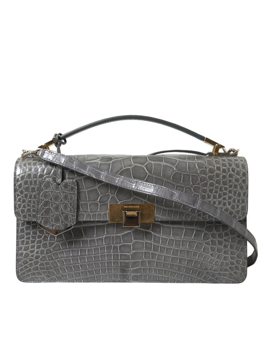 Balenciaga Gray Exotic Leather Medium Shoulder Hand Purse Bag - YSONA