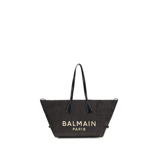 Balmain Black Raffia Shoulder Bag - YSONA