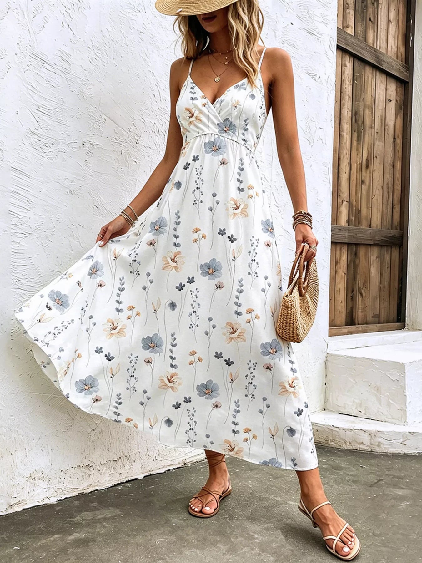 YSONA Floral Print Spaghetti Strap Midi Dress — side view | Women's Dress | Shop YSONA