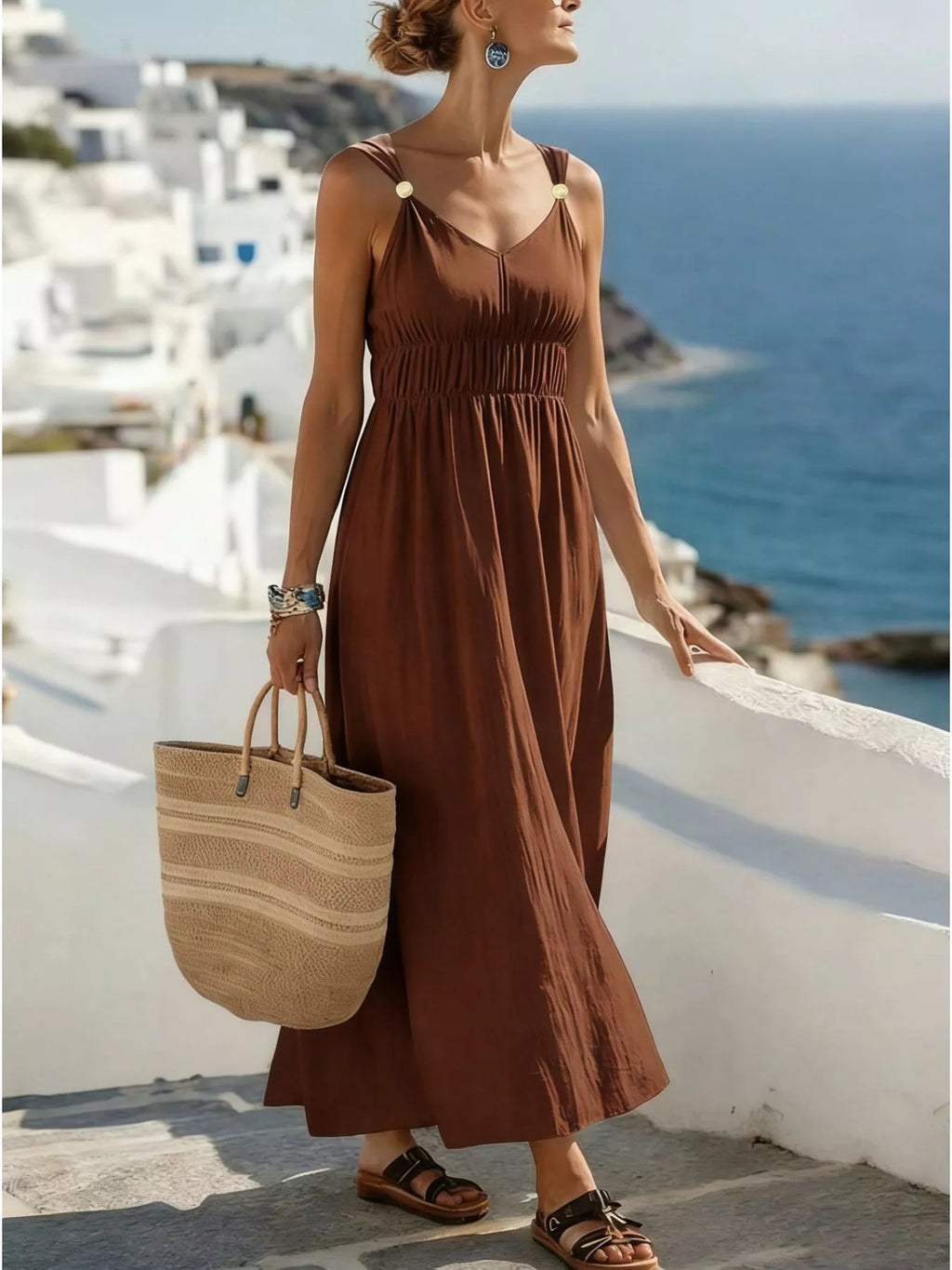 YSONA V-Neck Sleeveless Maxi Dress — front view | Women's Dress | Shop YSONA