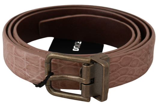Dolce & Gabbana Beige Exotic Skin Gold Buckle Leather Belt - YSONA