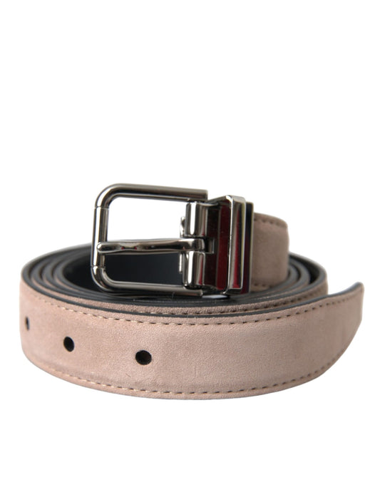 Dolce & Gabbana Beige Suede Leather Silver Buckle Belt Men - YSONA