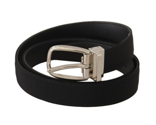 Dolce & Gabbana Belt Black Calf Leather Silver Tone Metal Buckle - YSONA