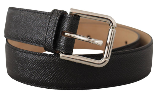 Dolce & Gabbana Black Calf Leather Brown Backend Metal Buckle Belt - YSONA