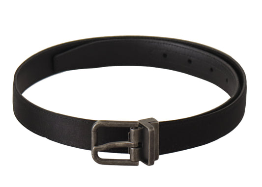 Dolce & Gabbana Black Calfskin Leather Vintage Metal Buckle Belt - YSONA