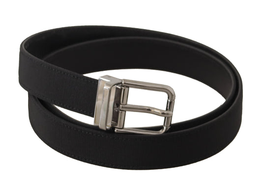 Dolce & Gabbana Black Canvas Leather Silver Metal Buckle Belt - YSONA