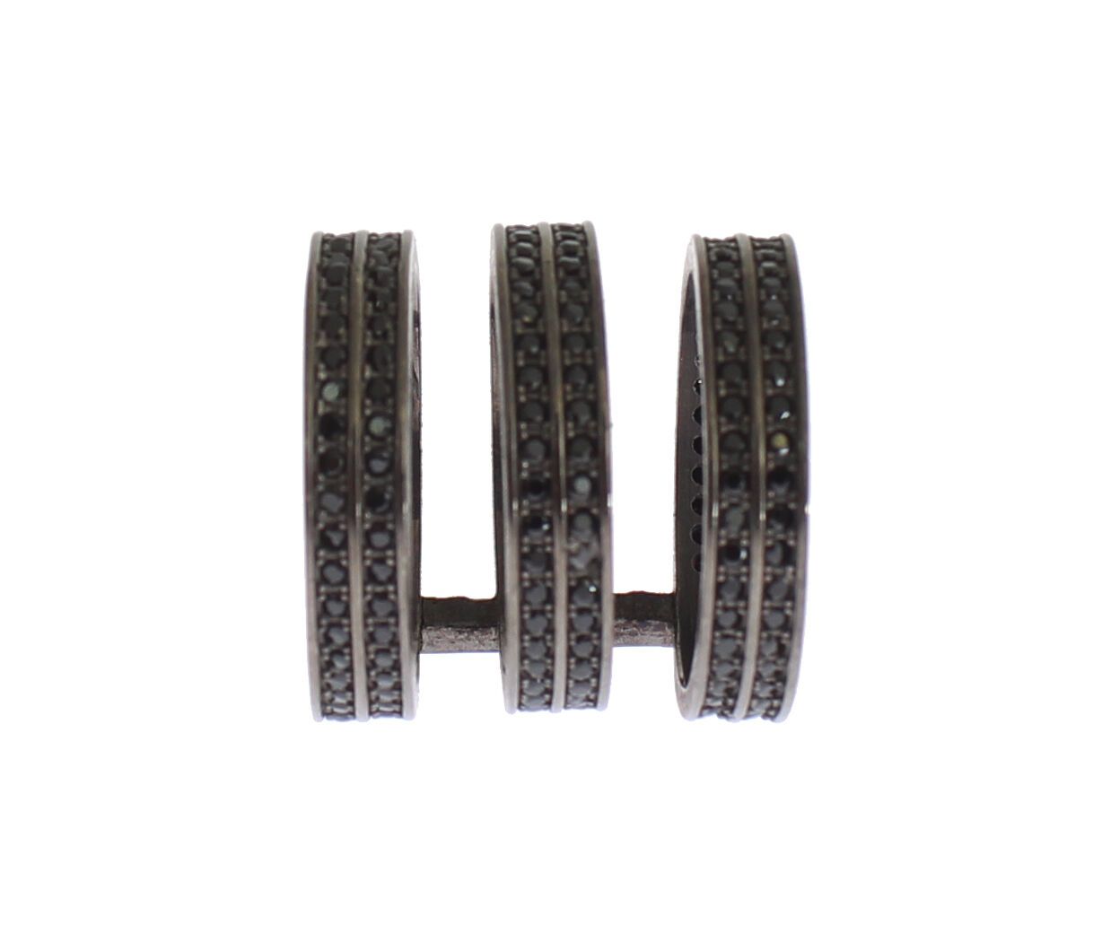 Nialaya Black CZ Rhodium 925 Silver Ring - YSONA
