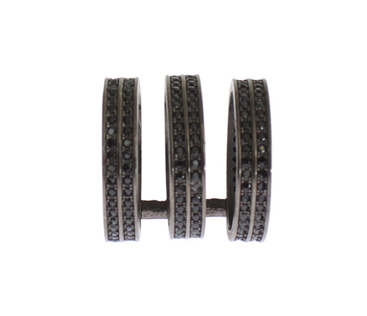 Nialaya Black CZ Rhodium 925 Silver Ring - YSONA