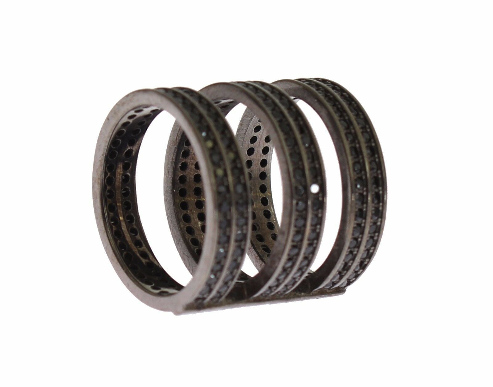 Nialaya Black CZ Rhodium 925 Silver Ring - view 3