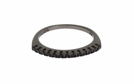 Nialaya Black CZ Rhodium 925 Silver Womens Ring - YSONA