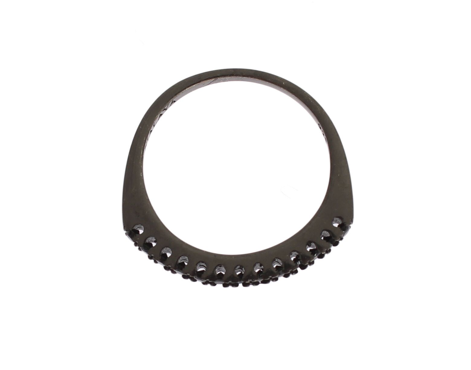 Nialaya Black CZ Rhodium 925 Silver Womens Ring - view 2