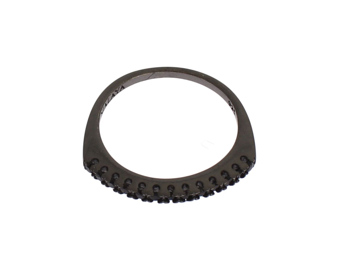 Nialaya Black CZ Rhodium 925 Silver Womens Ring - view 3
