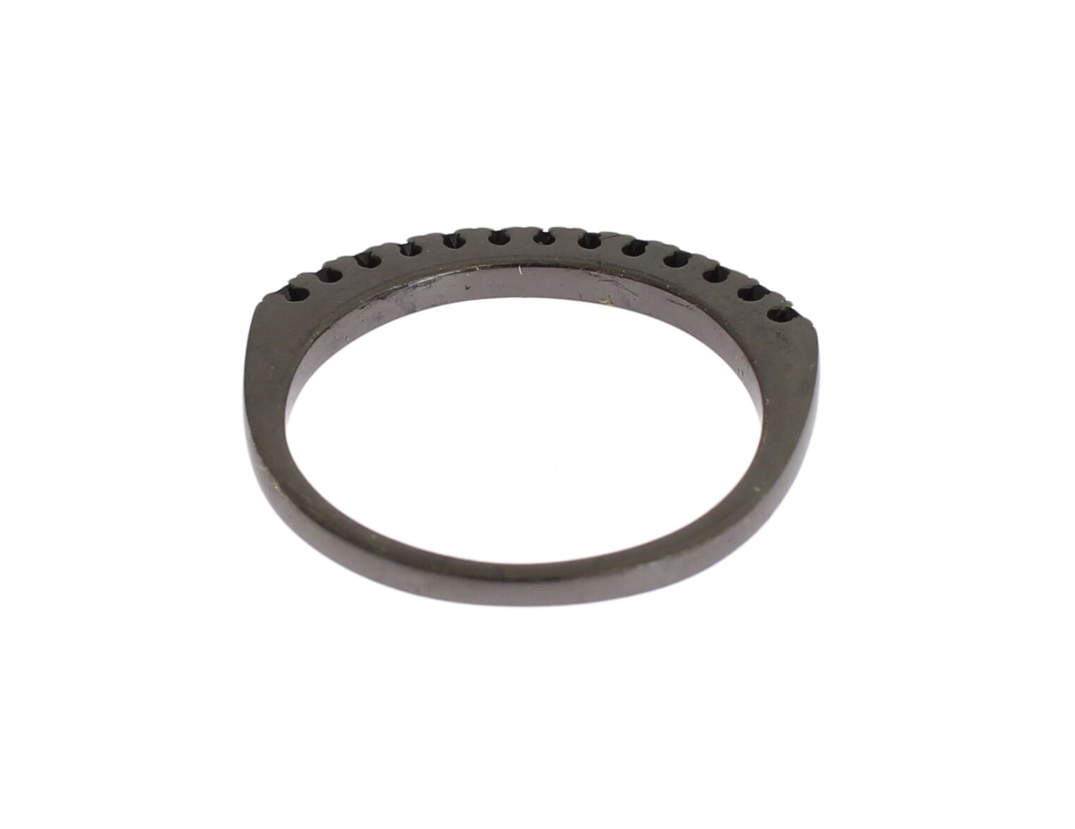 Nialaya Black CZ Rhodium 925 Silver Womens Ring - view 5