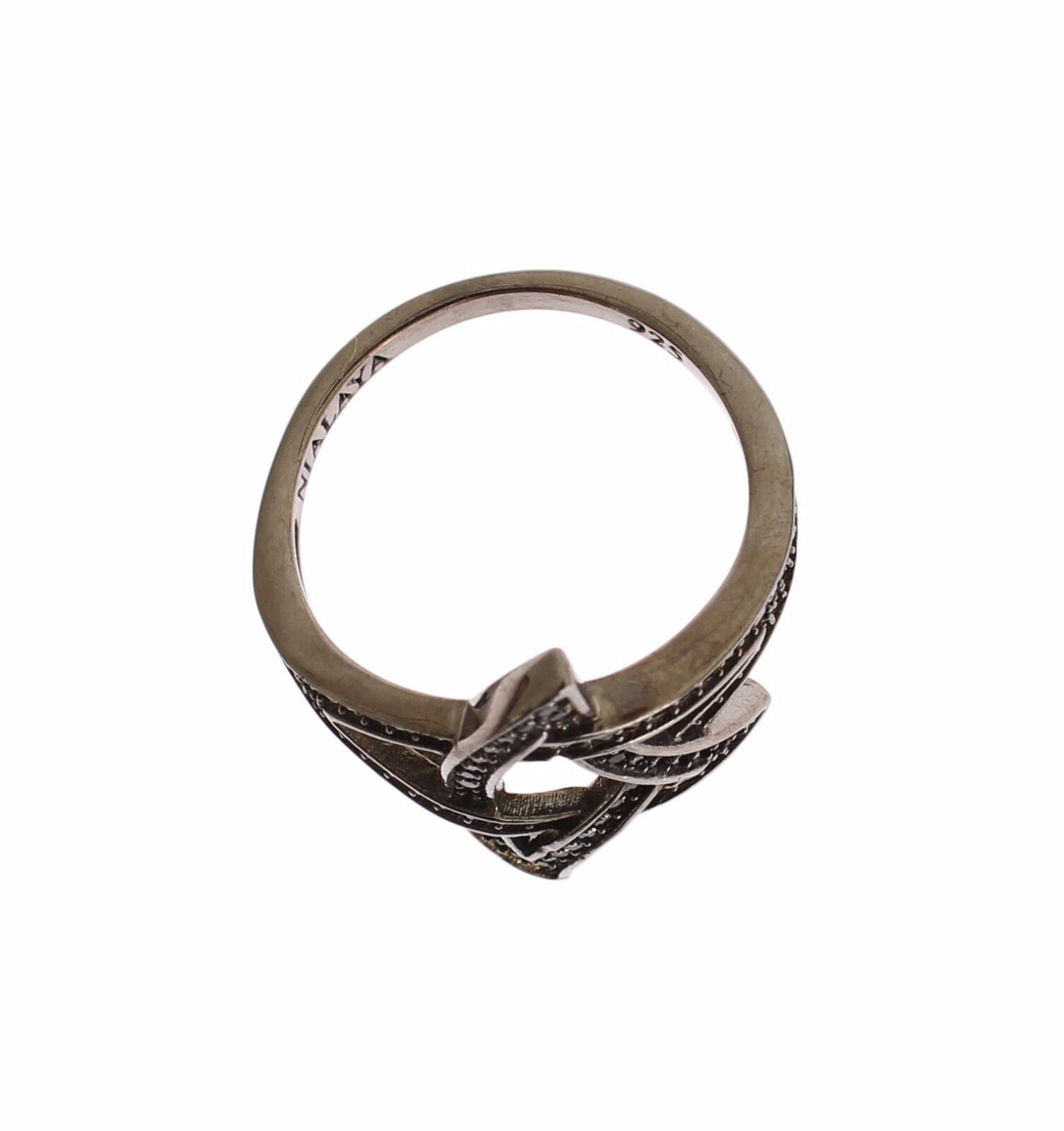 Nialaya Black CZ Rhodium 925 Silver Womens Ring - view 2