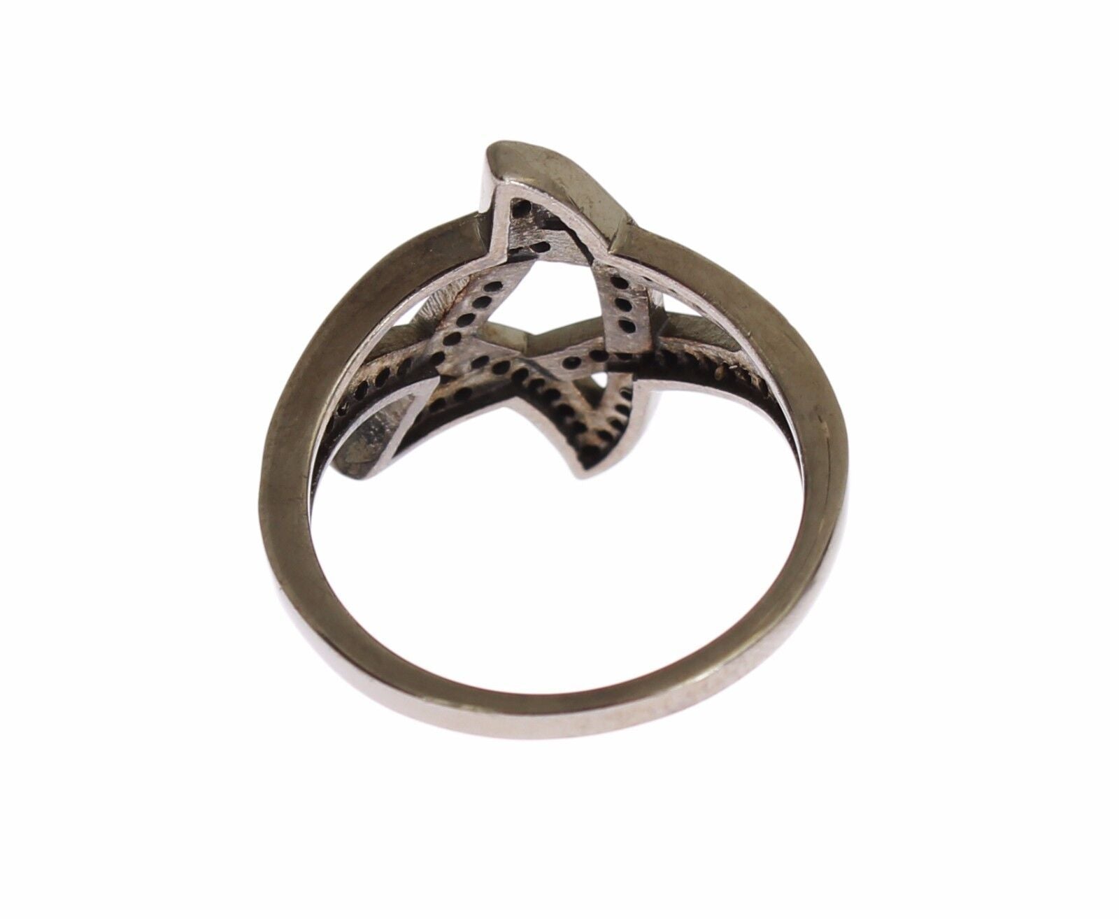 Nialaya Black CZ Rhodium 925 Silver Womens Ring - view 5