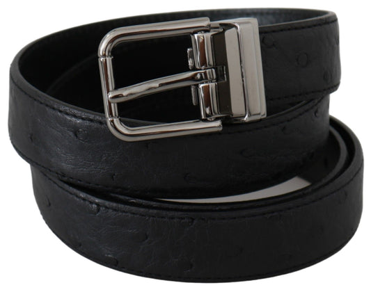 Dolce & Gabbana Black Exotic Skin Pattern Silver Buckle Belt - YSONA