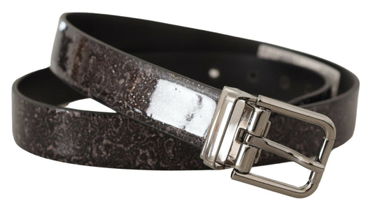 Dolce & Gabbana Black Goccia Glitter Patent Leather Buckle Vernice Belt - YSONA