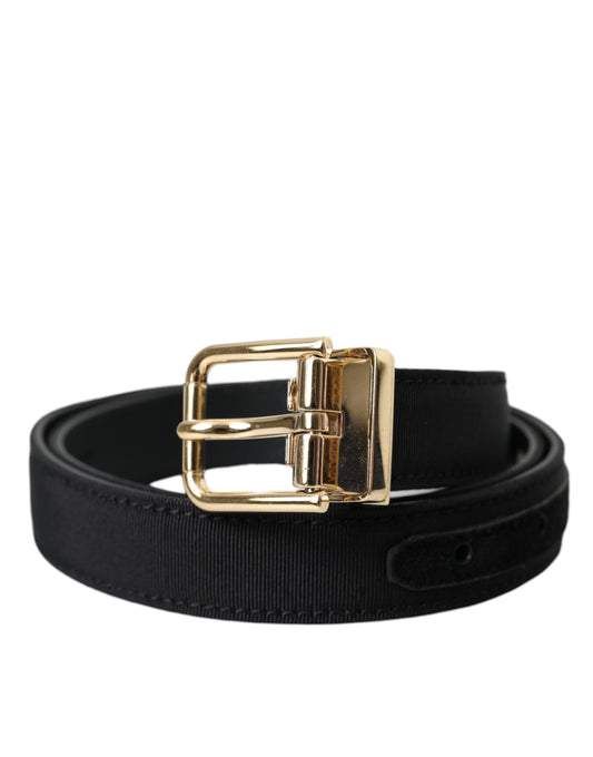 Dolce & Gabbana Black Gros Grain Gold Metal Buckle Belt Men - YSONA