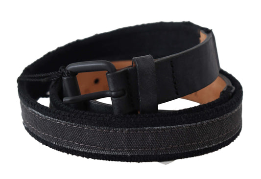 Ermanno Scervino Black Leather Logo Buckle Waist - YSONA