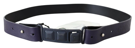 Costume National Black Leather Normal Logo Buckle Waist Belt - YSONA