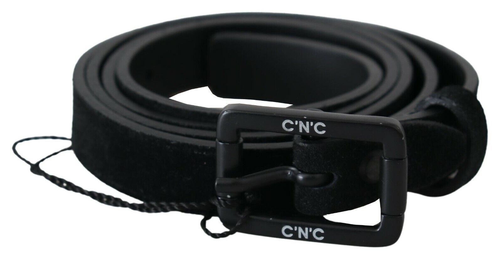 Costume National Black Leather Velvet Square Buckle Waist - view 2
