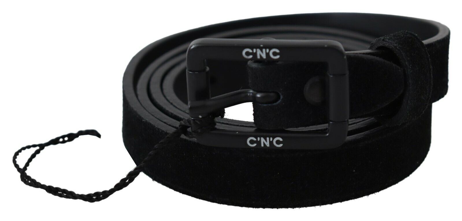 Costume National Black Leather Velvet Square Buckle Waist - view 3