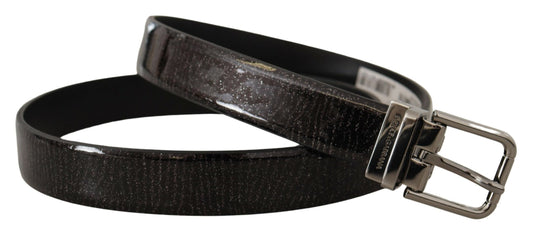 Dolce & Gabbana Black Leather Vernice Metal Buckle Belt - YSONA