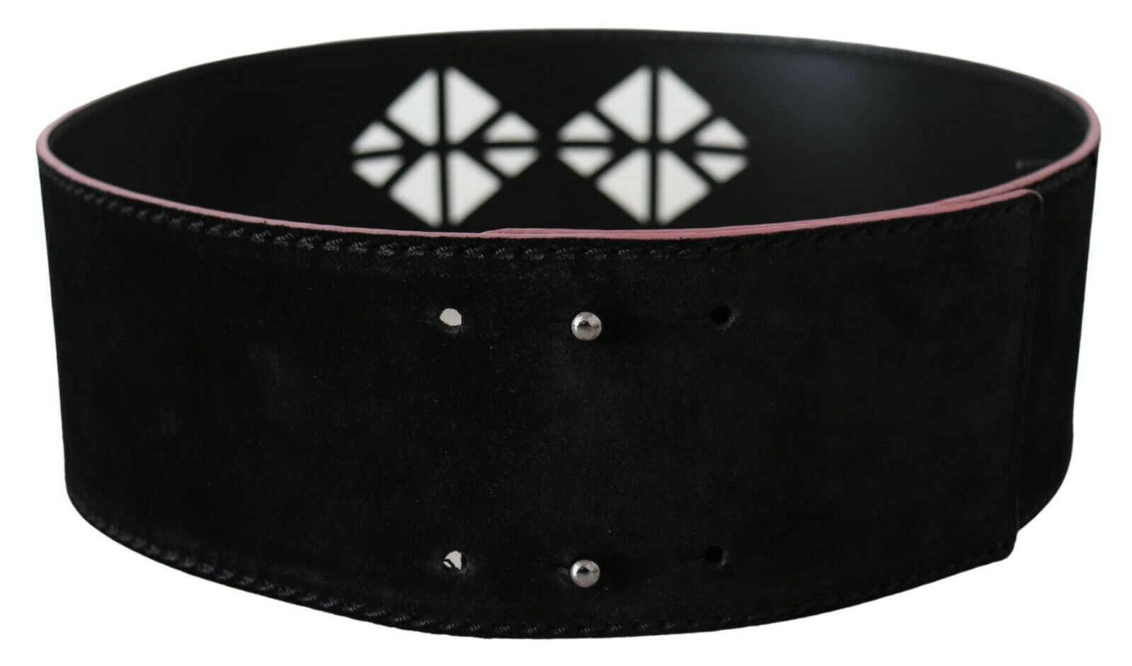 Costume National Black Leather Wide Waist Studded Women Belt - YSONA