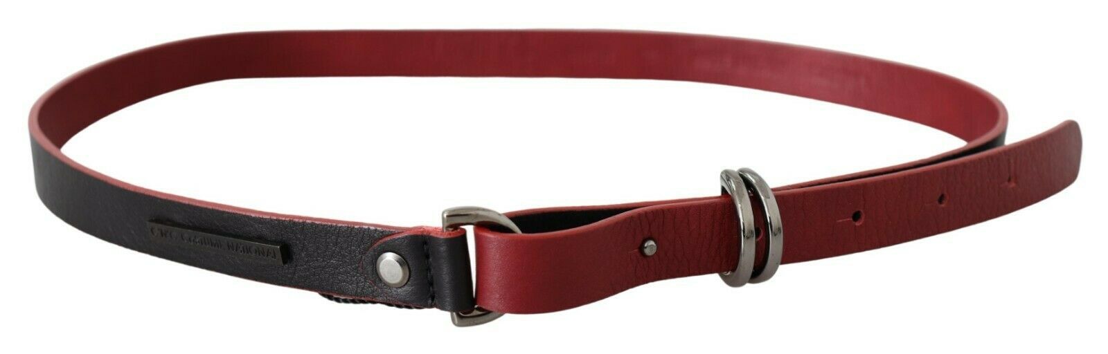 Costume National Black Red Skinny Leather Logo Belt - YSONA