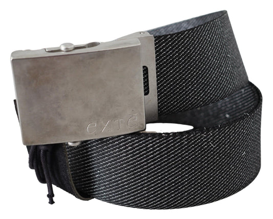 Exte Black Silver Metal Brushed Buckle Waist Belt - YSONA