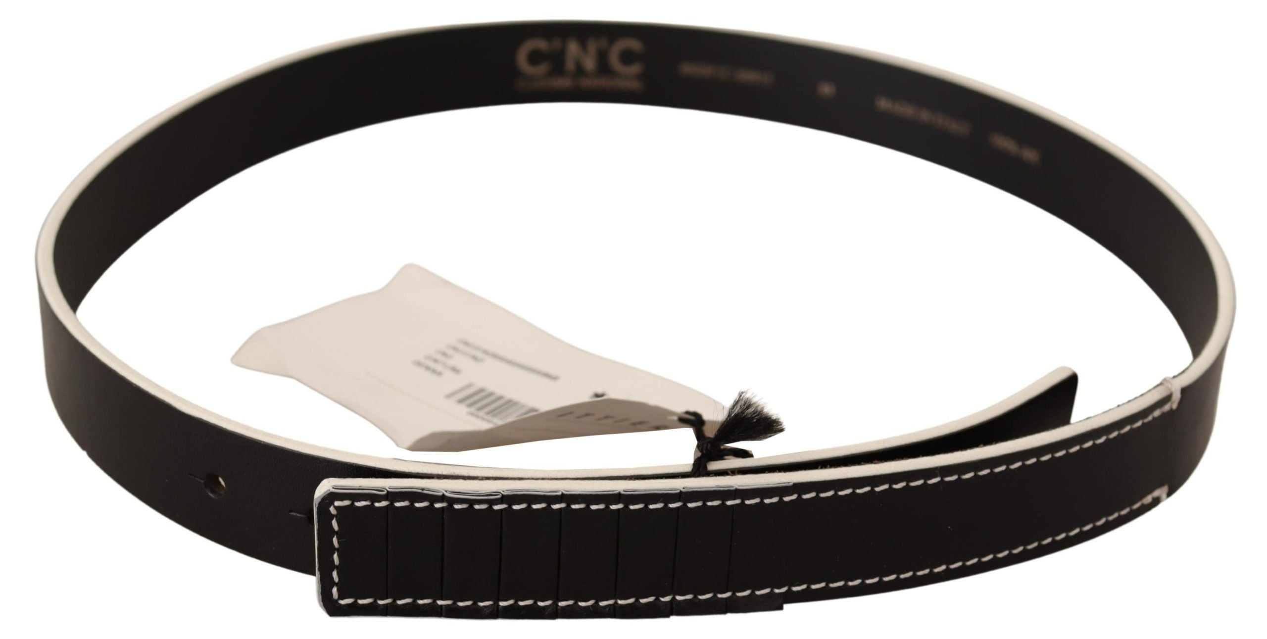 Costume National Black White Leather Fashion Waist Belt - view 2