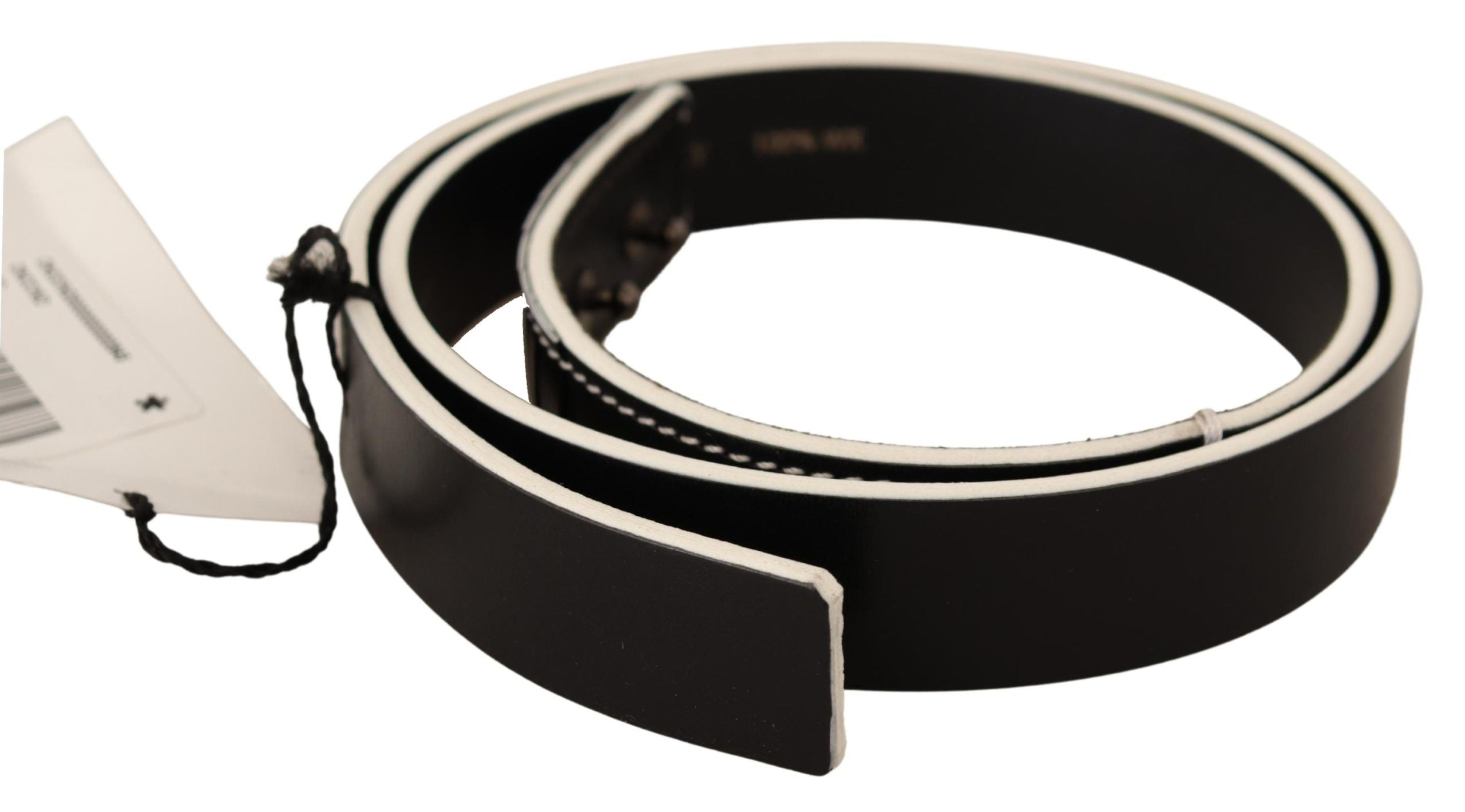 Costume National Black White Leather Fashion Waist Belt - view 3