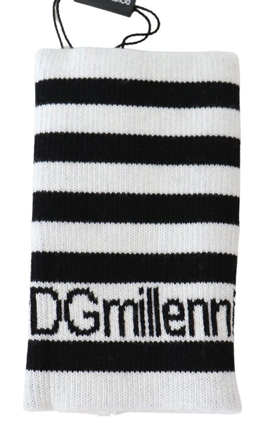 Dolce & Gabbana Black White Wool DGMillennials Wristband Wrap - YSONA