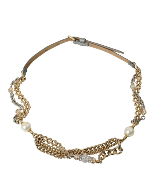 Dolce & Gabbana Blue Braided Gold Brass Chain Waist Belt - YSONA