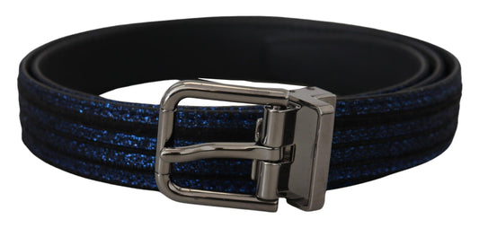 Dolce & Gabbana Blue Jacquard Stripe Silver Buckle Belt - YSONA