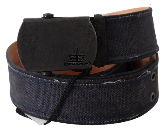 Ermanno Scervino Blue Leather Ratchet Buckle Belt - YSONA