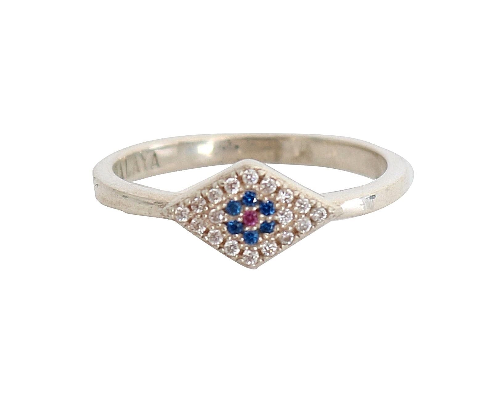 Nialaya Blue Red CZ 925 Silver Womens Clear Ring - YSONA