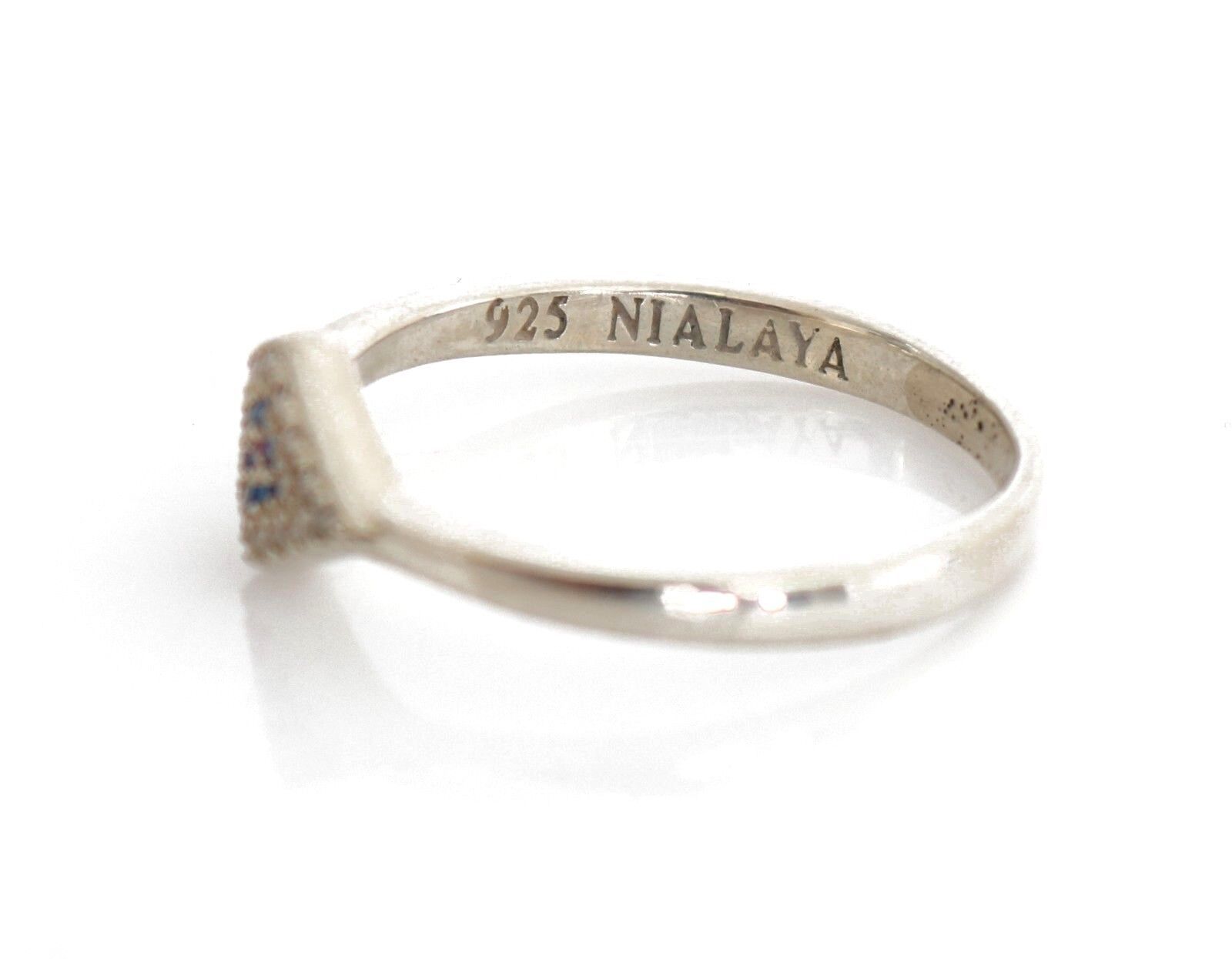 Nialaya Blue Red CZ 925 Silver Womens Clear Ring - view 2