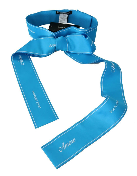 Dolce & Gabbana Blue Waist Ribbon Wide Bow Belt - YSONA