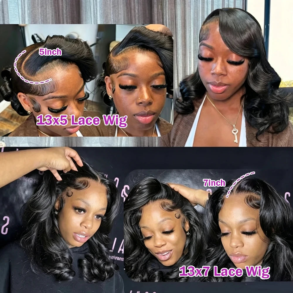 Body Wave Bob Wig – 13x5 & 13x7 HD Transparent Lace Front, 5x5 Glueless