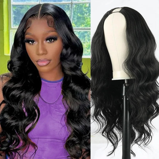 Body Wave V Part Glueless Wig – 200% Density Ready-to-Wear, 30–32 Inch Natural Color