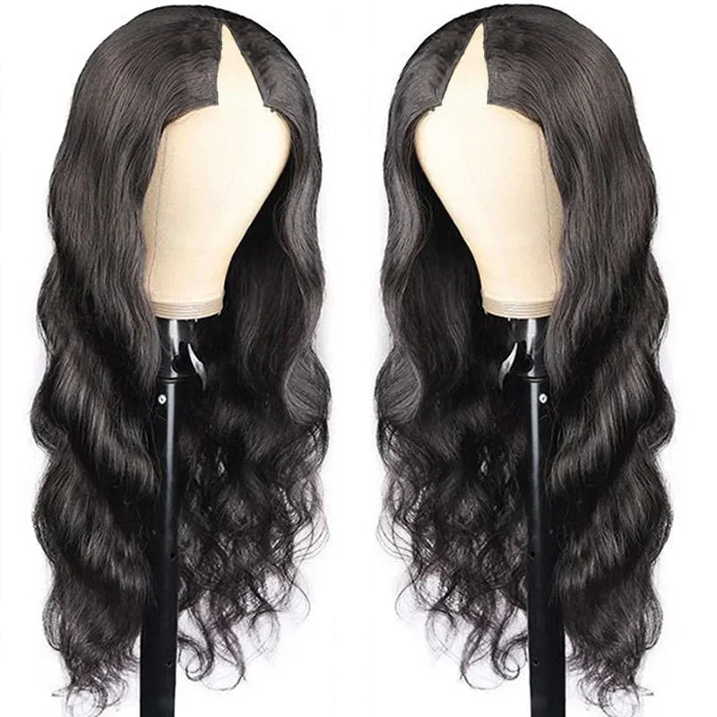 Body Wave V Part Glueless Wig – 200% Density Ready-to-Wear, 30–32 Inch Natural Color