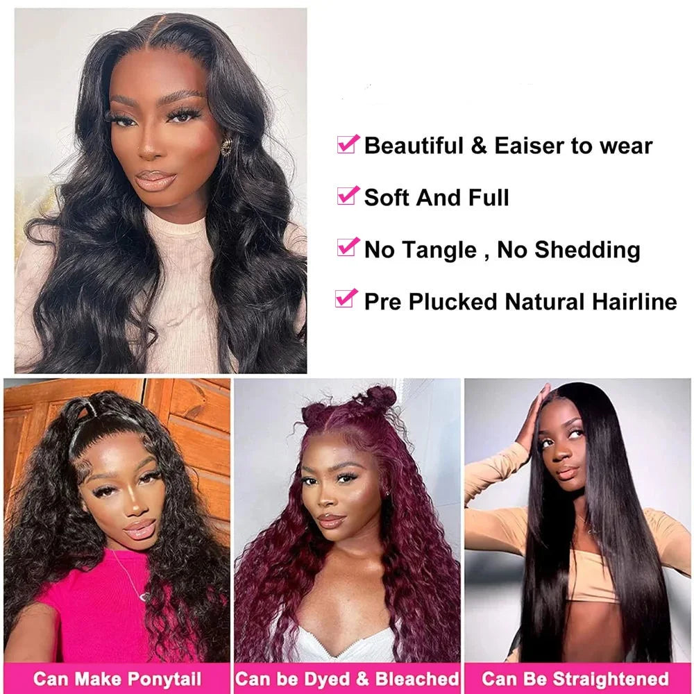 Body Wave V Part Glueless Wig – 200% Density Ready-to-Wear, 30–32 Inch Natural Color