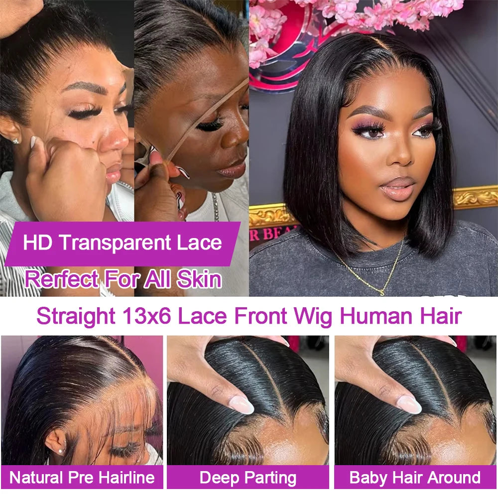 Bone Straight Short Bob Wig – 13x6 Glueless HD Lace Front, Ready-to-Go