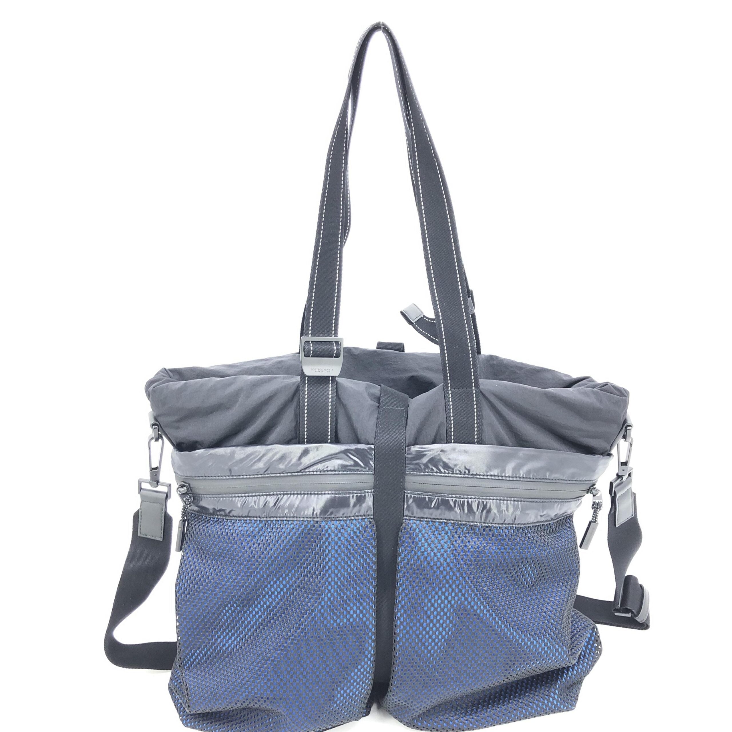 Bottega Veneta Black And Blue Nylon Convertible Tote - view 2