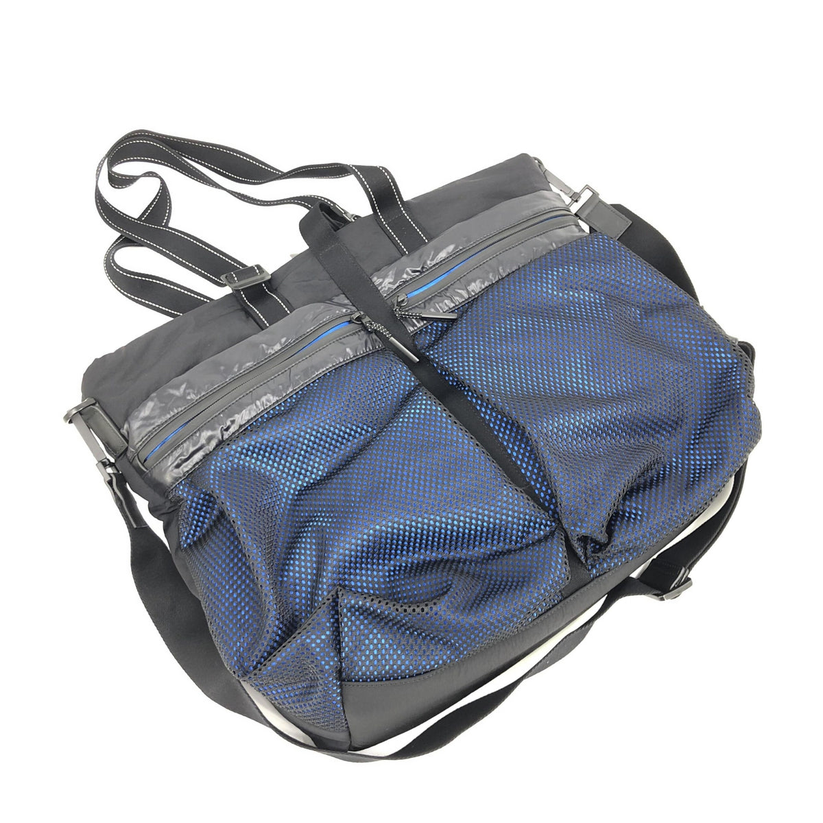 Bottega Veneta Black And Blue Nylon Convertible Tote - view 3