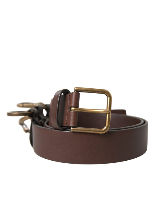 Dolce & Gabbana Brown Calf Leather Gold Metal Buckle Belt - YSONA