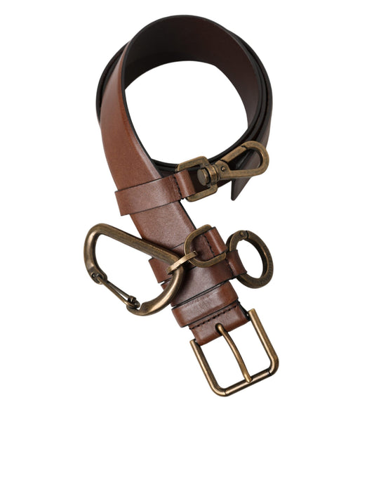 Dolce & Gabbana Brown Calf Leather Gold Metal Buckle Belt Men - YSONA